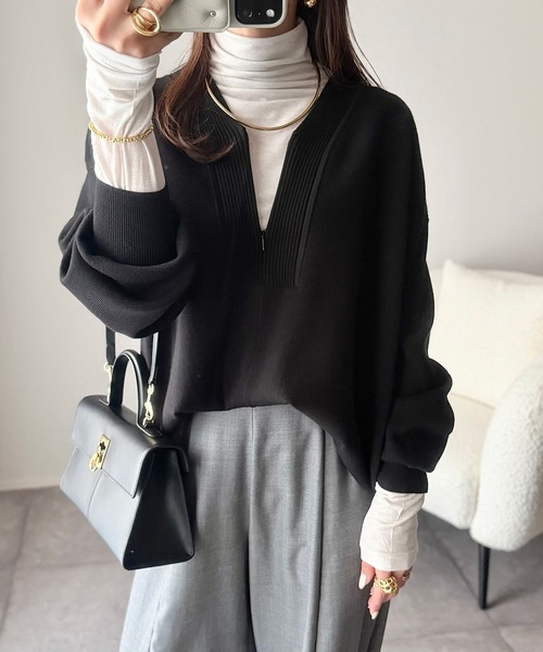 春ニット】フロント2wayニットVネックプルオーバー Emma Taylor