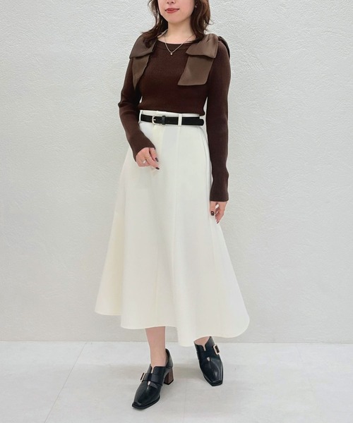 31 Sons de mode(トランテアン ソン ドゥ モード)の「2025秋冬新作 ベルト付きミディフレアスカート(スカート・レディース・ブラウン系/オフホワイト・S/M)」の9枚目の写真