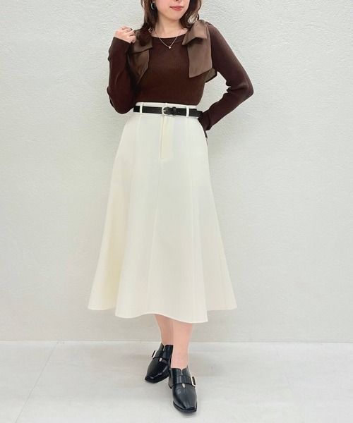 31 Sons de mode(トランテアン ソン ドゥ モード)の「2025秋冬新作 ベルト付きミディフレアスカート(スカート・レディース・ブラウン系/オフホワイト・S/M)」の11枚目の写真