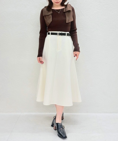 31 Sons de mode(トランテアン ソン ドゥ モード)の「2025秋冬新作 ベルト付きミディフレアスカート(スカート・レディース・ブラウン系/オフホワイト・S/M)」の12枚目の写真