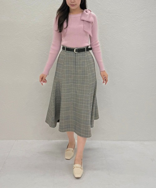 31 Sons de mode(トランテアン ソン ドゥ モード)の「2025秋冬新作 ベルト付きミディフレアスカート(スカート・レディース・ブラウン系/オフホワイト・S/M)」の5枚目の写真