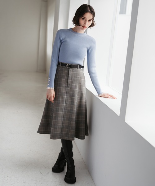 31 Sons de mode(トランテアン ソン ドゥ モード)の「2025秋冬新作 ベルト付きミディフレアスカート(スカート・レディース・ブラウン系/オフホワイト・S/M)」の16枚目の写真