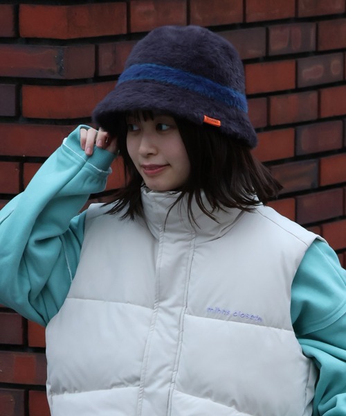 UNIVERSAL OVERALL（ユニバーサルオーバーオール）の「【UNIVERSAL OVERALL/ユニバーサルオーバーオール】ボーダー シャギーバケットハット（ハット・メンズ・ブラック/チャコール/ブラウン・FREE）」の6枚目の写真