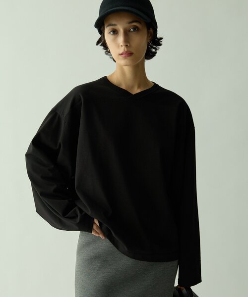 Drawing Numbers(ドローイング ナンバーズ)の「【Drawing Numbers】ライトVワイドTee(Tシャツ/カットソー・レディース・ホワイト/ブラック・38/40)」の2枚目の写真