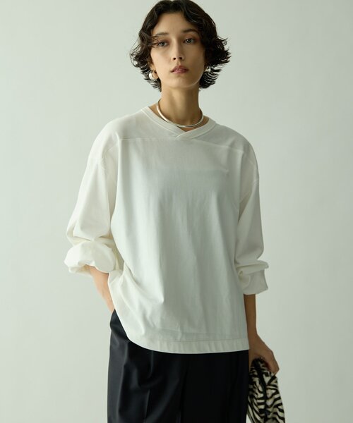 Drawing Numbers(ドローイング ナンバーズ)の「【Drawing Numbers】ライトVワイドTee(Tシャツ/カットソー・レディース・ホワイト/ブラック・38/40)」の3枚目の写真