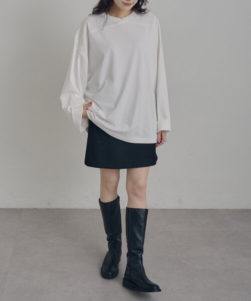 Drawing Numbers(ドローイング ナンバーズ)の「【Drawing Numbers】ライトVワイドTee(Tシャツ/カットソー・レディース・ホワイト/ブラック・38/40)」の15枚目の写真