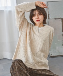 niko and... | ケーブルフリンジニットプルオーバー(ニット/セーター)