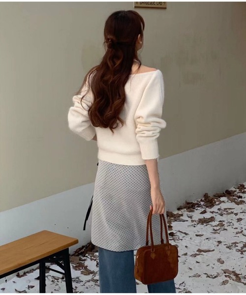 STAY MOTION（ステイモーション）の「【WEB限定】リボンニットプルオーバー［韓国ファッション ガーリー］≪AW新作≫（ニット/セーター・レディース・グレー/アイボリー/サックスブルー・F）」の6枚目の写真