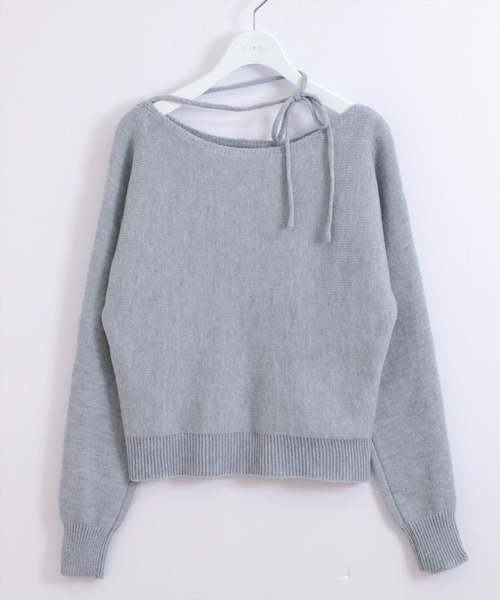 STAY MOTION（ステイモーション）の「【WEB限定】リボンニットプルオーバー［韓国ファッション ガーリー］≪AW新作≫（ニット/セーター・レディース・グレー/アイボリー/サックスブルー・F）」の10枚目の写真