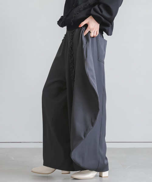 somari imagination（ソマリ イマジネーション）の「『フリルラインサーキュラーパンツ』（その他パンツ・レディース・ブラック/チャコール・2/1）」の14枚目の写真