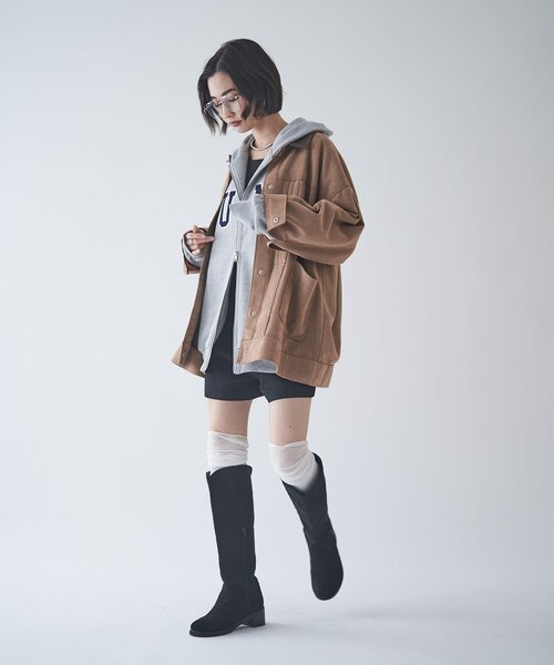 NUNIFE（ユニフィー）の「【NUNIFE】【選べる2丈！】裏起毛ロゴパーカー（パーカー・レディース・ネイビー/グレー/チャコールグレー・SMALL/MEDIUM）」の17枚目の写真