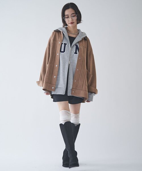 NUNIFE（ユニフィー）の「【NUNIFE】【選べる2丈！】裏起毛ロゴパーカー（パーカー・レディース・ネイビー/グレー/チャコールグレー・SMALL/MEDIUM）」の20枚目の写真