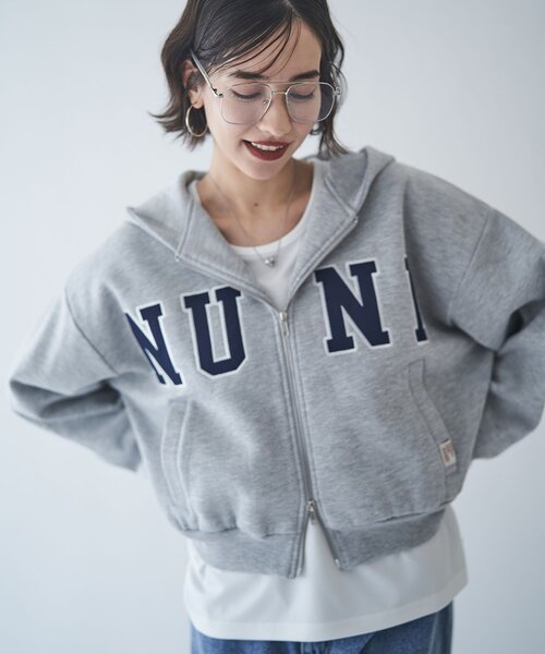 NUNIFE（ユニフィー）の「【NUNIFE】【選べる2丈！】裏起毛ロゴパーカー（パーカー・レディース・ネイビー/グレー/チャコールグレー・SMALL/MEDIUM）」の21枚目の写真