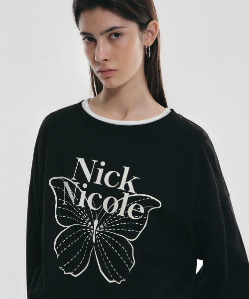 NICK&NICOLE(ニックアンドニコール)の「BUTTERFLY SIGNATURE LS TOP_BLACK CREAM(Tシャツ/カットソー・レディース・その他・FREE)」の2枚目の写真