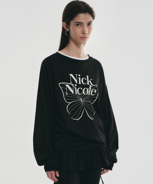 NICK&NICOLE(ニックアンドニコール)の「BUTTERFLY SIGNATURE LS TOP_BLACK CREAM(Tシャツ/カットソー・レディース・その他・FREE)」の3枚目の写真