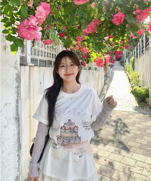 LETERIE(レテリー)の「SWEET CAKE T-SHIRTS_CHARCOAL(Tシャツ/カットソー・レディース・チャコール・FREE)」の4枚目の写真