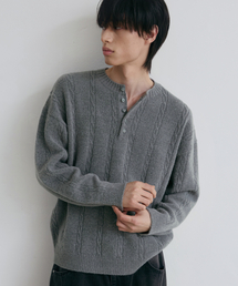 NODU（ノードユー）の「ソフトヘンリーネックラウンド長袖ニット[グレー]（ニット/セーター）」