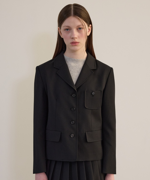 TTUDEMENT(トュードメント)の「VINTAGE WOOL JACKET BLACK(テーラードジャケット・レディース・その他・SMALL/MEDIUM)」の1枚目の写真