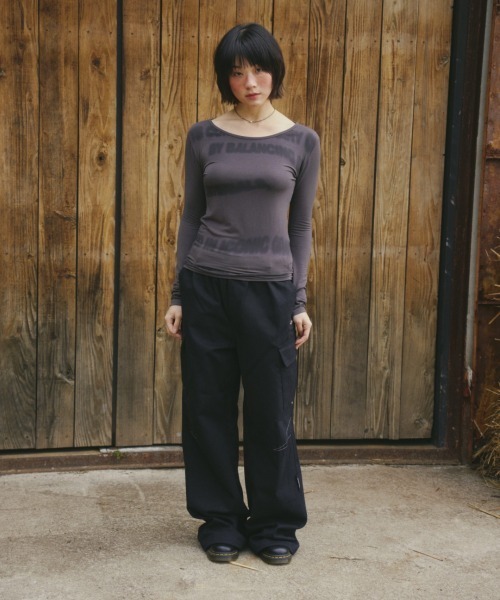 Opening Project(オープニングプロジェクト)の「Tipsy Slim Long Sleeve / ティプシー スリム ロングスリーブ(Tシャツ/カットソー・レディース・ホワイト/チャコール・S/M)」の9枚目の写真