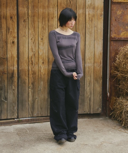 Opening Project(オープニングプロジェクト)の「Tipsy Slim Long Sleeve / ティプシー スリム ロングスリーブ(Tシャツ/カットソー・レディース・ホワイト/チャコール・S/M)」の10枚目の写真