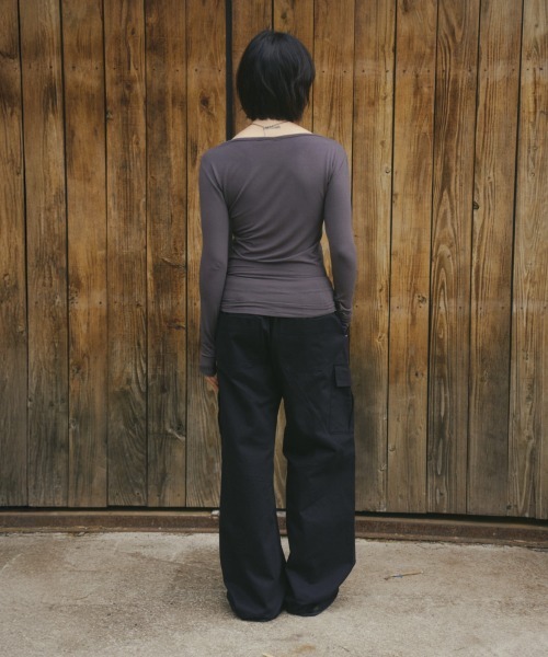 Opening Project(オープニングプロジェクト)の「Tipsy Slim Long Sleeve / ティプシー スリム ロングスリーブ(Tシャツ/カットソー・レディース・ホワイト/チャコール・S/M)」の11枚目の写真