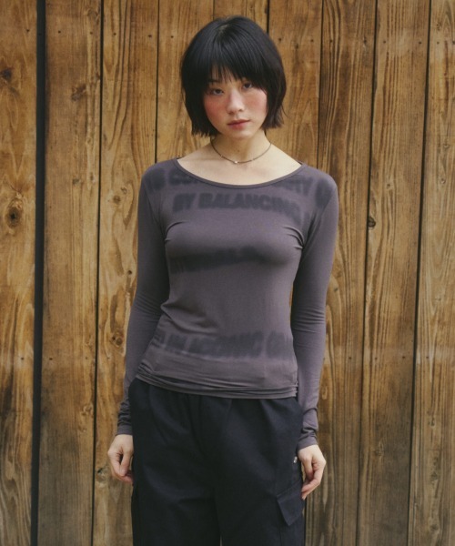 Opening Project(オープニングプロジェクト)の「Tipsy Slim Long Sleeve / ティプシー スリム ロングスリーブ(Tシャツ/カットソー・レディース・ホワイト/チャコール・S/M)」の13枚目の写真