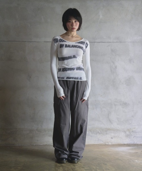 Opening Project(オープニングプロジェクト)の「Tipsy Slim Long Sleeve / ティプシー スリム ロングスリーブ(Tシャツ/カットソー・レディース・ホワイト/チャコール・S/M)」の3枚目の写真