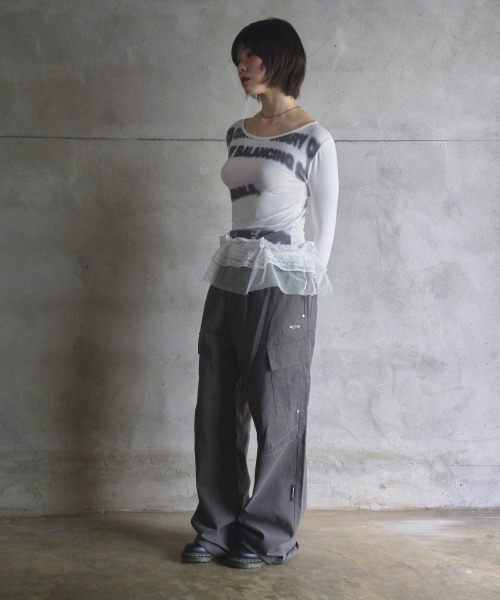 Opening Project(オープニングプロジェクト)の「Tipsy Slim Long Sleeve / ティプシー スリム ロングスリーブ(Tシャツ/カットソー・レディース・ホワイト/チャコール・S/M)」の4枚目の写真