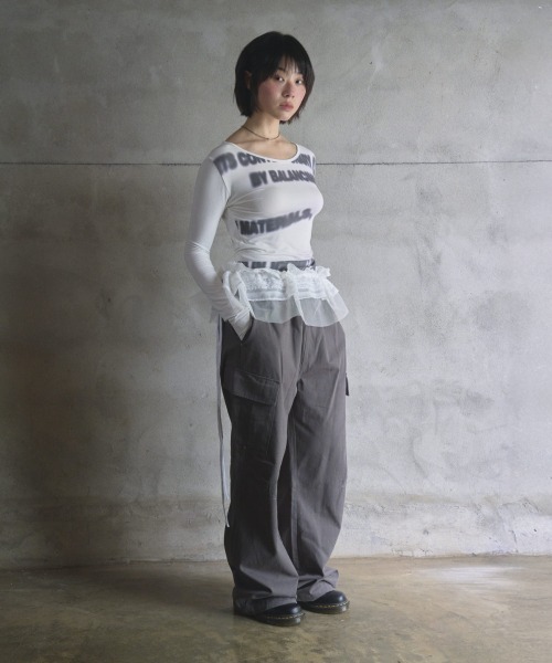 Opening Project(オープニングプロジェクト)の「Tipsy Slim Long Sleeve / ティプシー スリム ロングスリーブ(Tシャツ/カットソー・レディース・ホワイト/チャコール・S/M)」の5枚目の写真