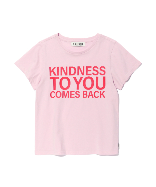YOUHEE(ユヒ)の「KINDNESS LETTERING T-SHIRT PINK(Tシャツ/カットソー・レディース・その他・FREE)」の2枚目の写真