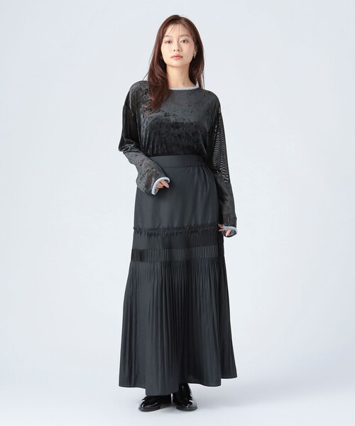 BEAMS HEART(ビームスハート)の「シアー ベロア リンガーTシャツ(Tシャツ/カットソー・レディース・イエロー系その他4/チャコールグレー/ホワイト系その他5・FREE)」の8枚目の写真
