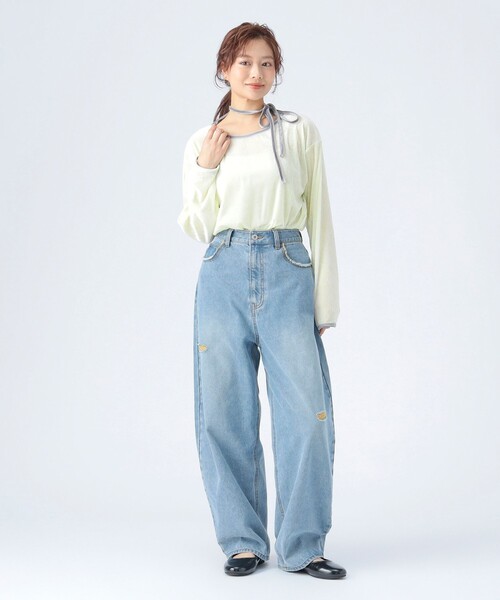 BEAMS HEART(ビームスハート)の「シアー ベロア リンガーTシャツ(Tシャツ/カットソー・レディース・イエロー系その他4/チャコールグレー/ホワイト系その他5・FREE)」の13枚目の写真