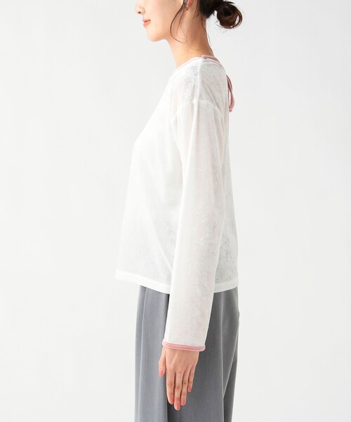 BEAMS HEART(ビームスハート)の「シアー ベロア リンガーTシャツ(Tシャツ/カットソー・レディース・イエロー系その他4/チャコールグレー/ホワイト系その他5・FREE)」の17枚目の写真