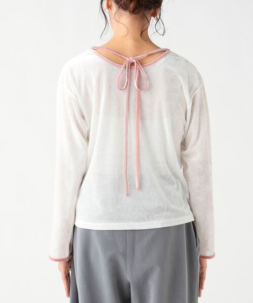 BEAMS HEART(ビームスハート)の「シアー ベロア リンガーTシャツ(Tシャツ/カットソー・レディース・イエロー系その他4/チャコールグレー/ホワイト系その他5・FREE)」の18枚目の写真