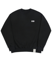 [UNISEX]ダブルスマイル刺繍ロゴマンツーマン_ブラック