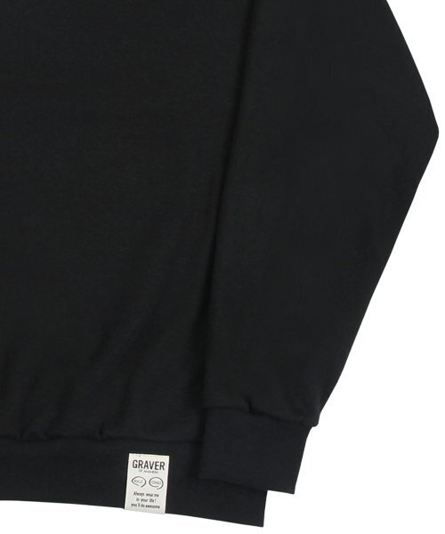 GRAVER（グレーバー）の「[UNISEX]ダブルスマイル刺繍ロゴマンツーマン_ブラック（スウェット・レディース・ブラック・LARGE/MEDIUM/SMALL）」の5枚目の写真