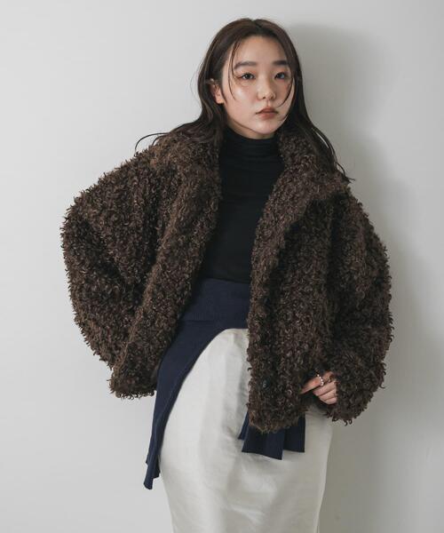 SENSE OF PLACE by URBAN RESEARCH(センスオブプレイスバイアーバンリサーチ)の「プードルファーミドルジャケット(その他アウター・レディース・ブラウン/アイボリー・ONE)」の21枚目の写真