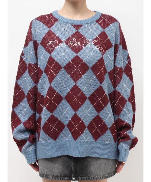 EVRIS（エヴリス）の「アーガイルニットトップス（ニット/セーター・レディース・ブルー/ブラウン・FREE）」の19枚目の写真