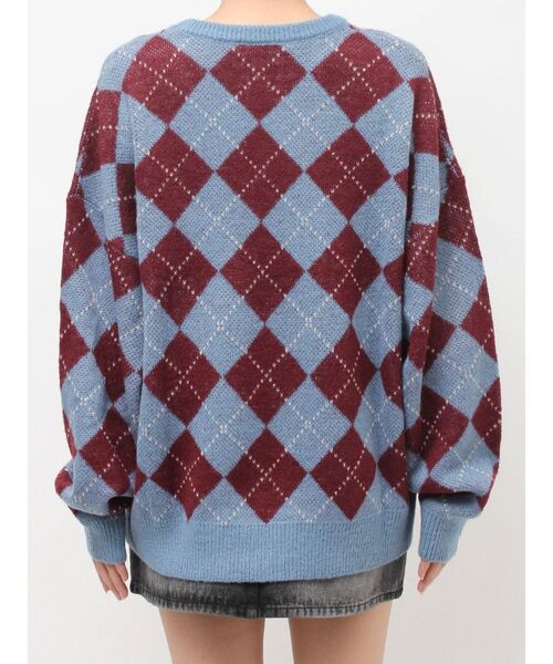 EVRIS（エヴリス）の「アーガイルニットトップス（ニット/セーター・レディース・ブルー/ブラウン・FREE）」の9枚目の写真