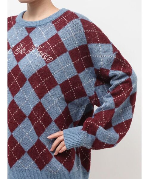 EVRIS（エヴリス）の「アーガイルニットトップス（ニット/セーター・レディース・ブルー/ブラウン・FREE）」の11枚目の写真