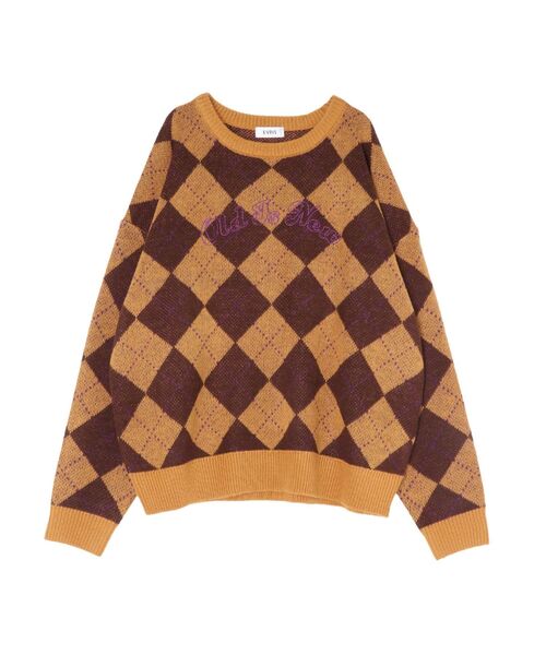 EVRIS（エヴリス）の「アーガイルニットトップス（ニット/セーター・レディース・ブルー/ブラウン・FREE）」の6枚目の写真