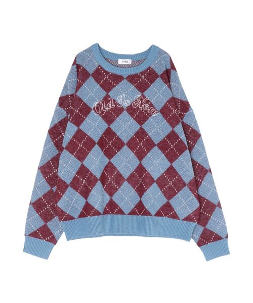 EVRIS（エヴリス）の「アーガイルニットトップス（ニット/セーター・レディース・ブルー/ブラウン・FREE）」の7枚目の写真