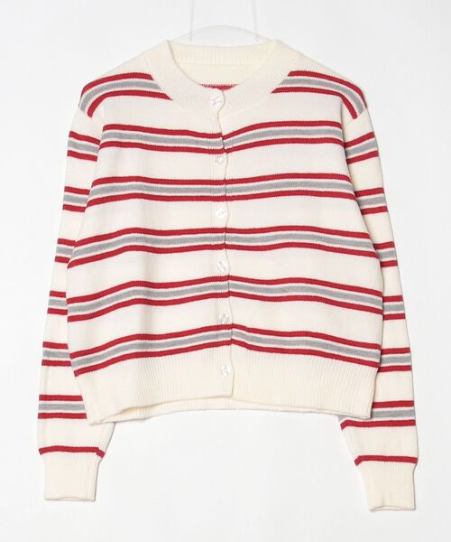 Vini（ヴィニ）の「クルーネックボーダーニットカーディガン（カーディガン/ボレロ・レディース・アイボリー/ライトブルー/ネイビー・FREE）」の8枚目の写真