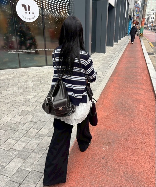 Vini（ヴィニ）の「クルーネックボーダーニットカーディガン（カーディガン/ボレロ・レディース・アイボリー/ライトブルー/ネイビー・FREE）」の16枚目の写真