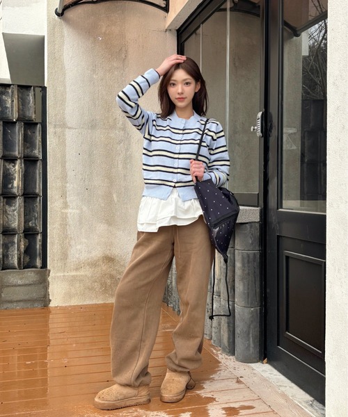 Vini（ヴィニ）の「クルーネックボーダーニットカーディガン（カーディガン/ボレロ・レディース・アイボリー/ライトブルー/ネイビー・FREE）」の19枚目の写真