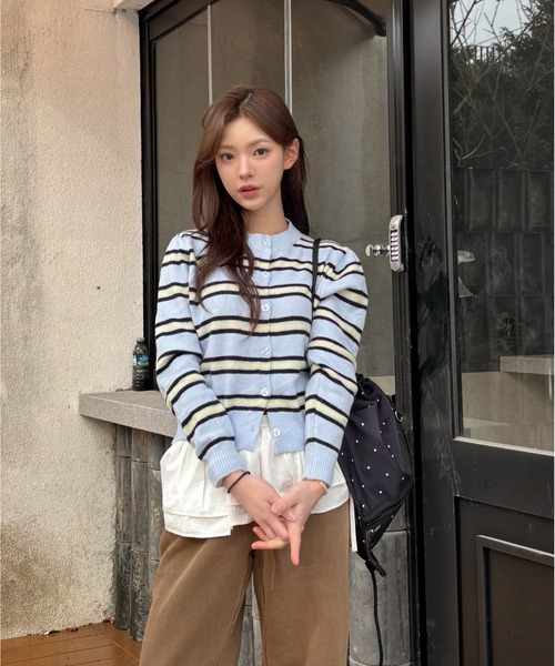 Vini（ヴィニ）の「クルーネックボーダーニットカーディガン（カーディガン/ボレロ・レディース・アイボリー/ライトブルー/ネイビー・FREE）」の22枚目の写真