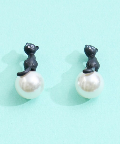 gargle(ガーグル)の「gargle ガーグル:アニマルシリーズ ネコパール 猫 黒ねこ ピアス(ピアス(両耳用)・レディース・ブラック/ブラック系その他・FREE)」の2枚目の写真