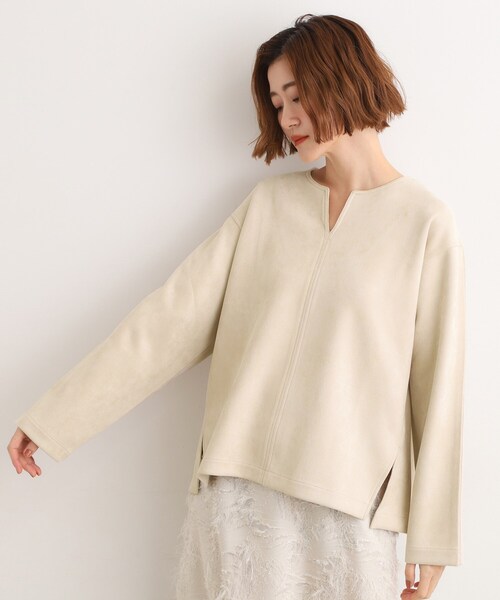 grove(グローブ)の「スエード調キーネックプルオーバー(Tシャツ/カットソー・レディース・チャコールグレー/アイボリー/ブラウン系その他・02/03/01/04/05)」の5枚目の写真