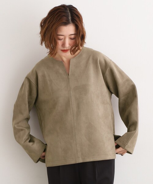 grove(グローブ)の「スエード調キーネックプルオーバー(Tシャツ/カットソー・レディース・チャコールグレー/アイボリー/ブラウン系その他・02/03/01/04/05)」の12枚目の写真