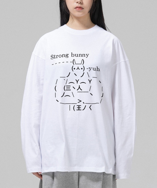 GRANFINNY(グランフィニ)の「ストロングバニー オーバーサイズ ロングスリーブ - ホワイト(Tシャツ/カットソー・レディース・ホワイト・MEDIUM/LARGE/X-LARGE)」の3枚目の写真